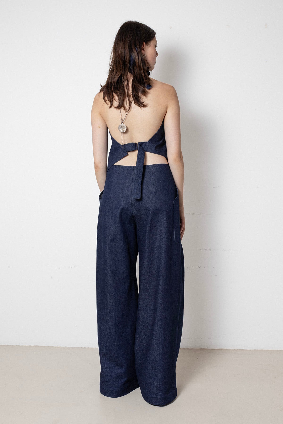 Folded Trousers in Blue Denim