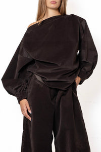 ARCHETYPE Indulging Top in Brown Corduroy Cotton