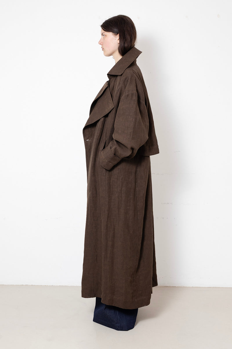 ARCHETYPE Trench coat in Brown Waxed Cotton
