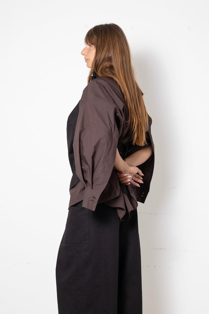 ARCHETYPE Top in Anthracite Cotton Twill