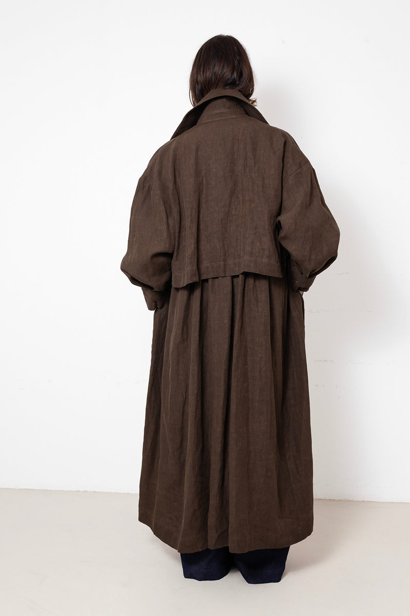 ARCHETYPE Trench coat in Brown Waxed Cotton