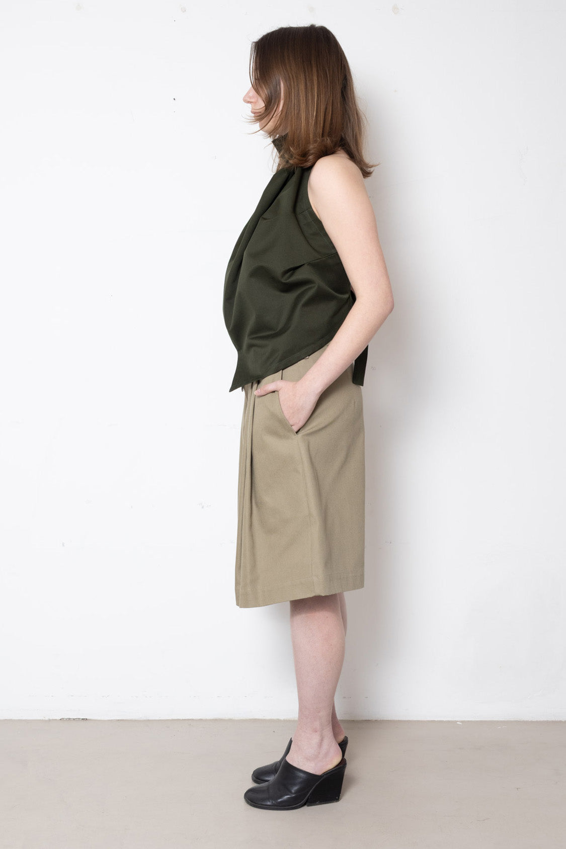 Lotus Top in Green Cotton Twill