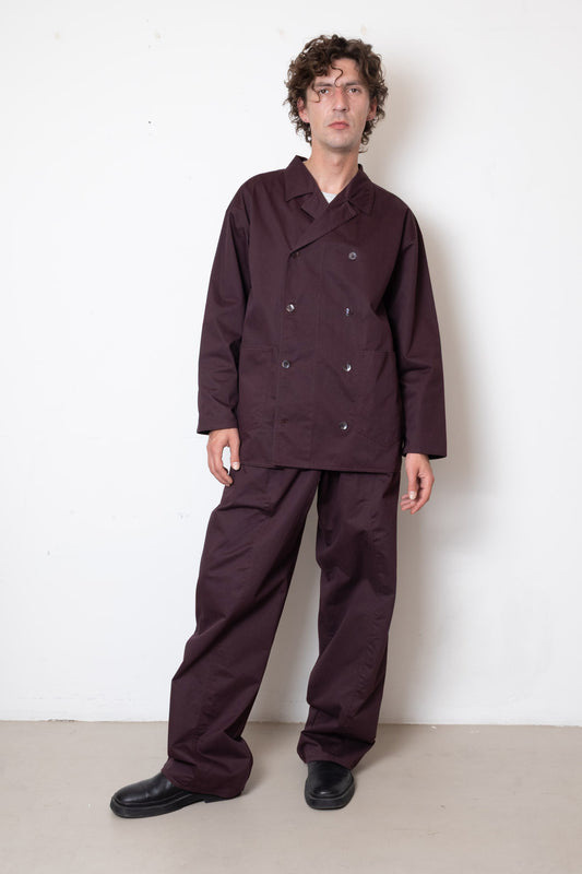 Trousers in Plum Cotton Twill