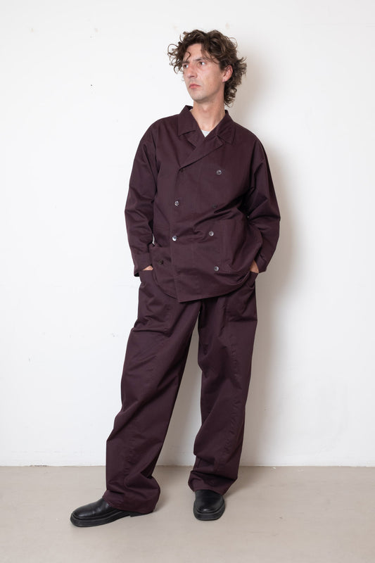 Trousers in Plum Cotton Twill