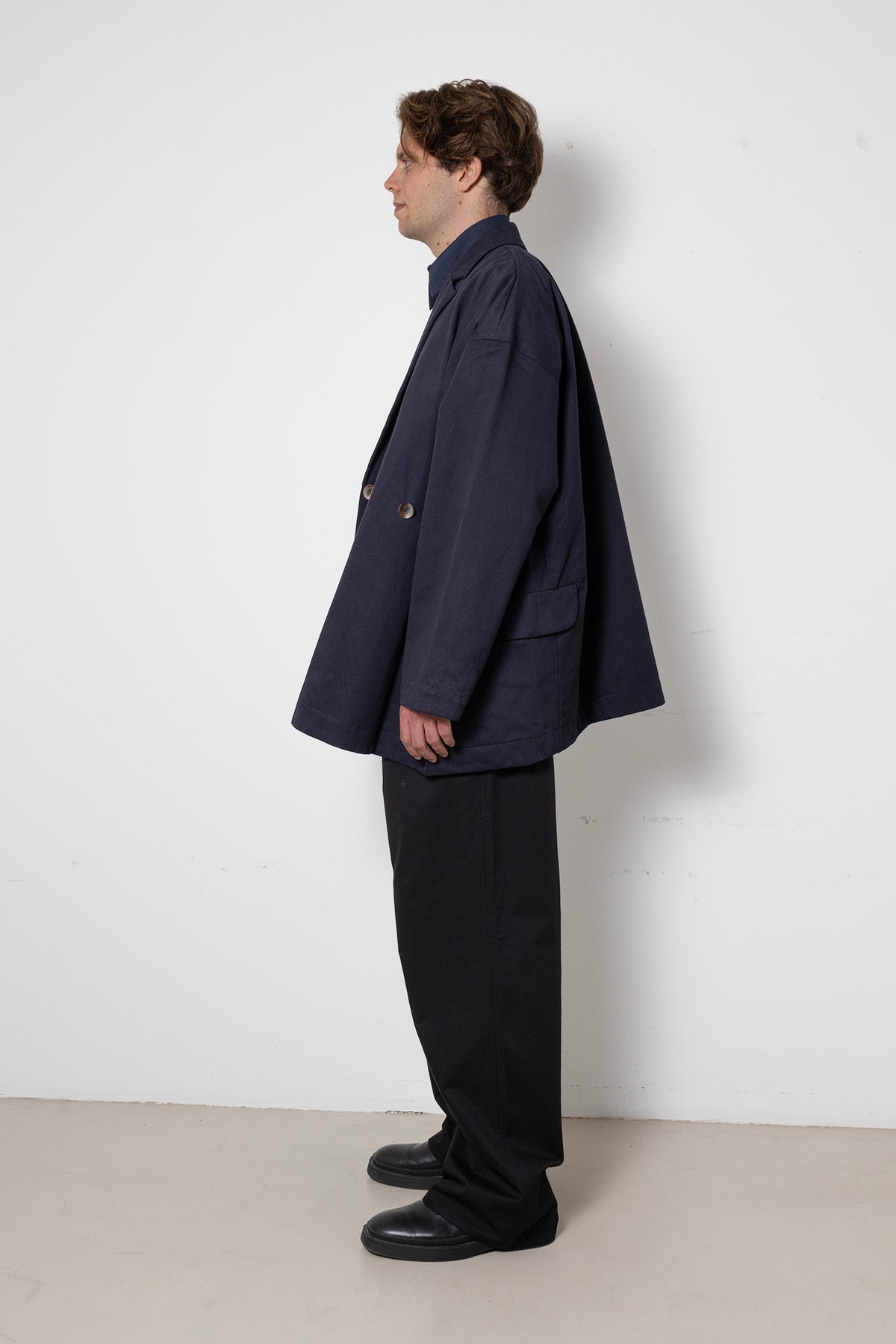 Folded Jacket in Navy Cotton Twill