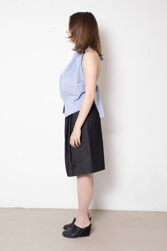 Lotus Top in Light Blue Oxford Cotton
