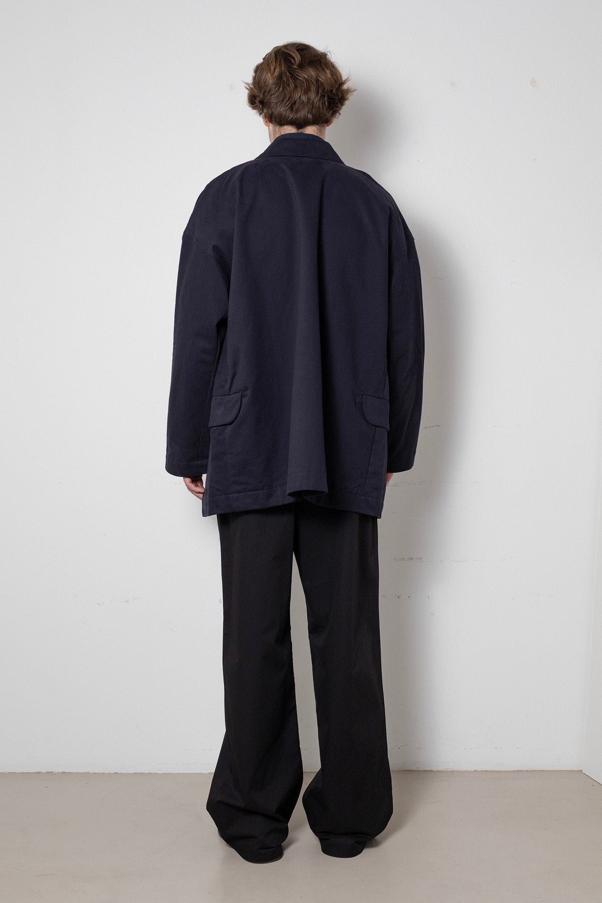 Folded Jacket in Navy Cotton Twill