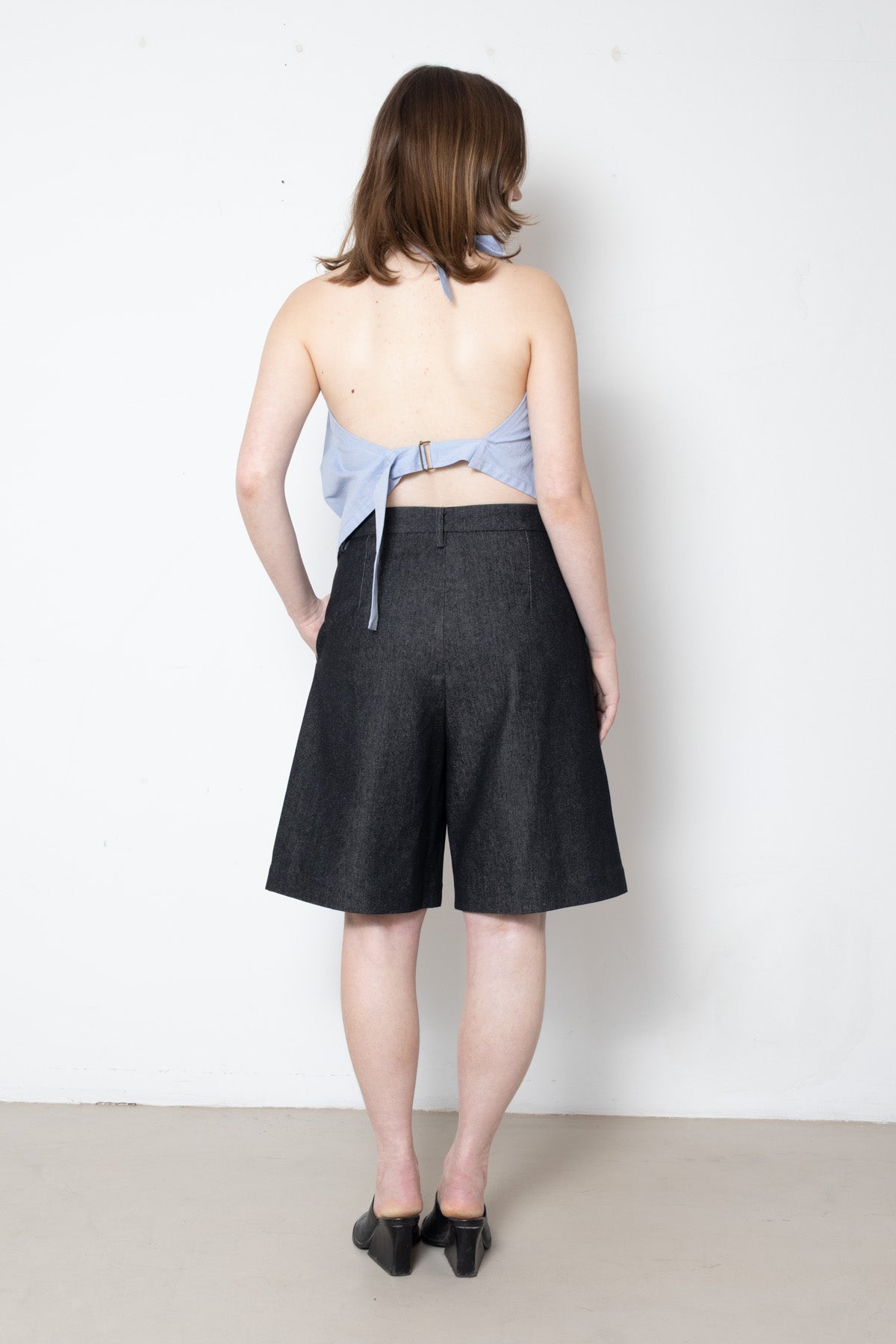 Lotus Top in Light Blue Oxford Cotton