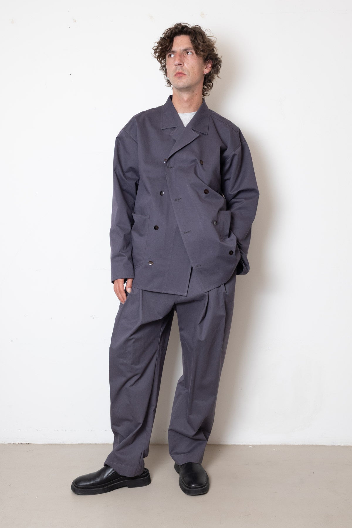 Jacket in Pigeon Grey Cotton Twill