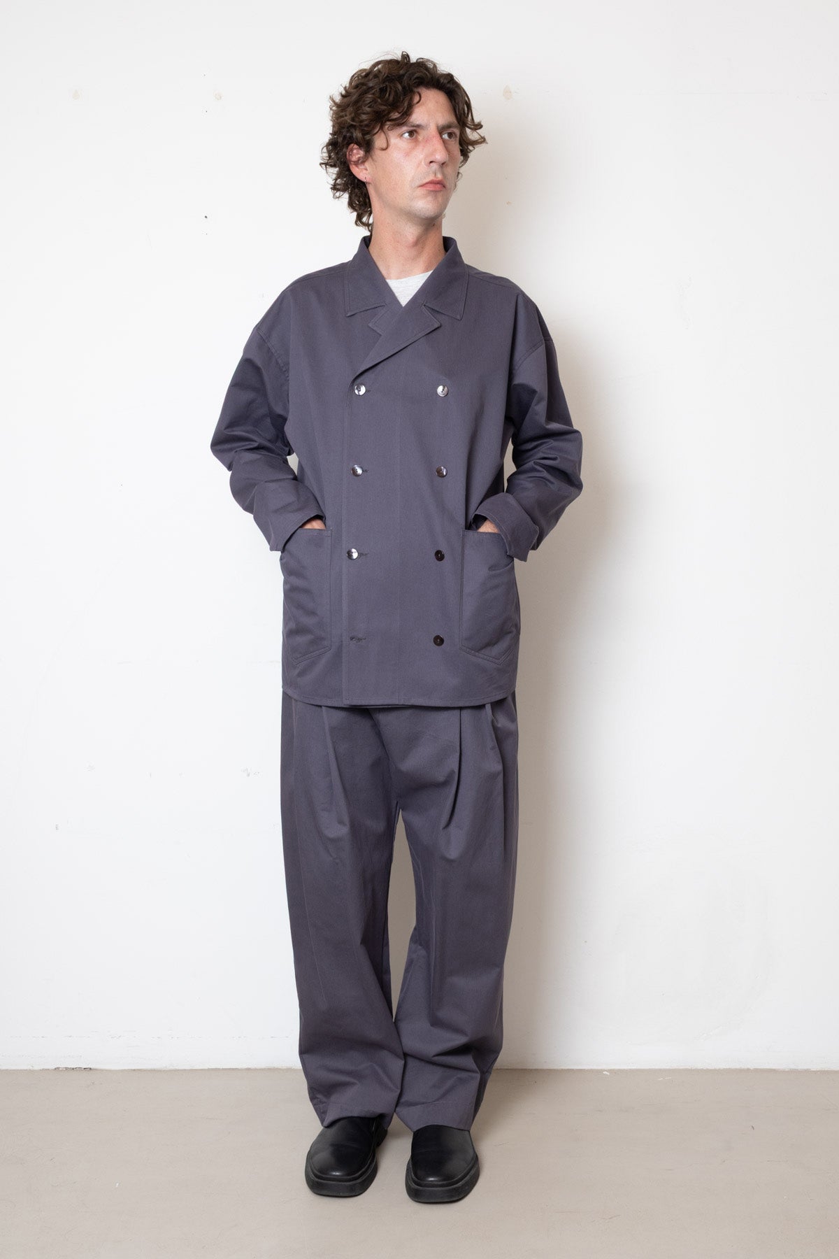 Jacket in Pigeon Grey Cotton Twill