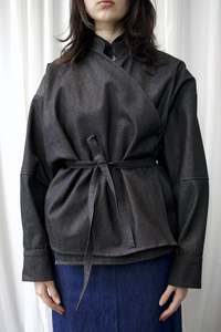 ARCHETYPE Enveloping top in black denim