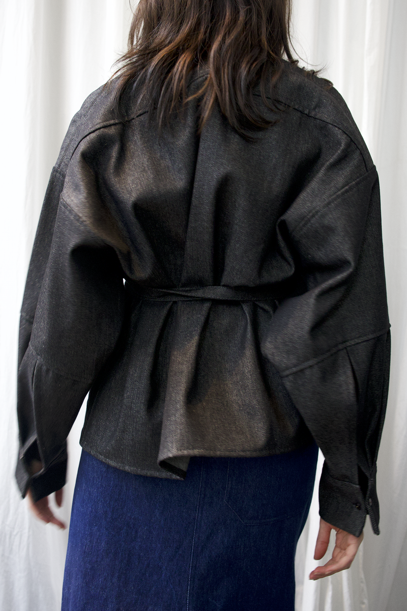 ARCHETYPE Enveloping top in black denim