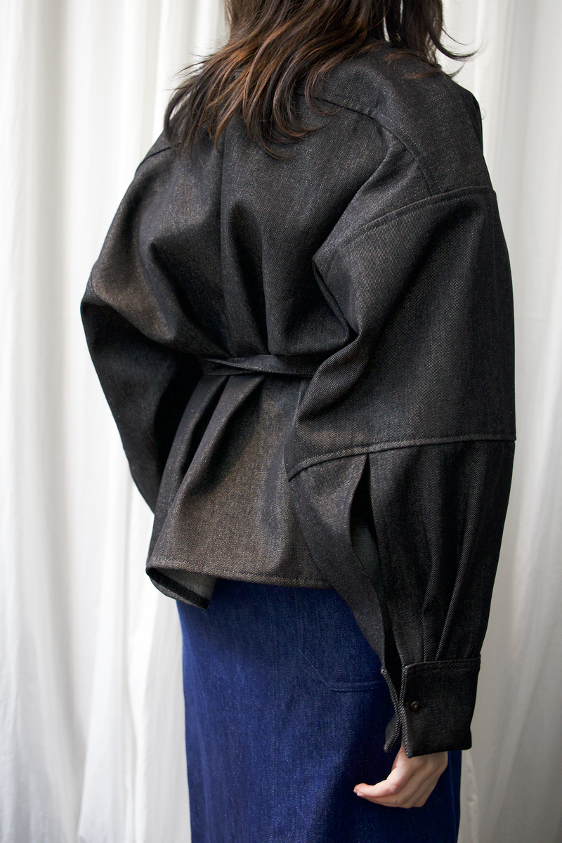 ARCHETYPE Enveloping top in black denim