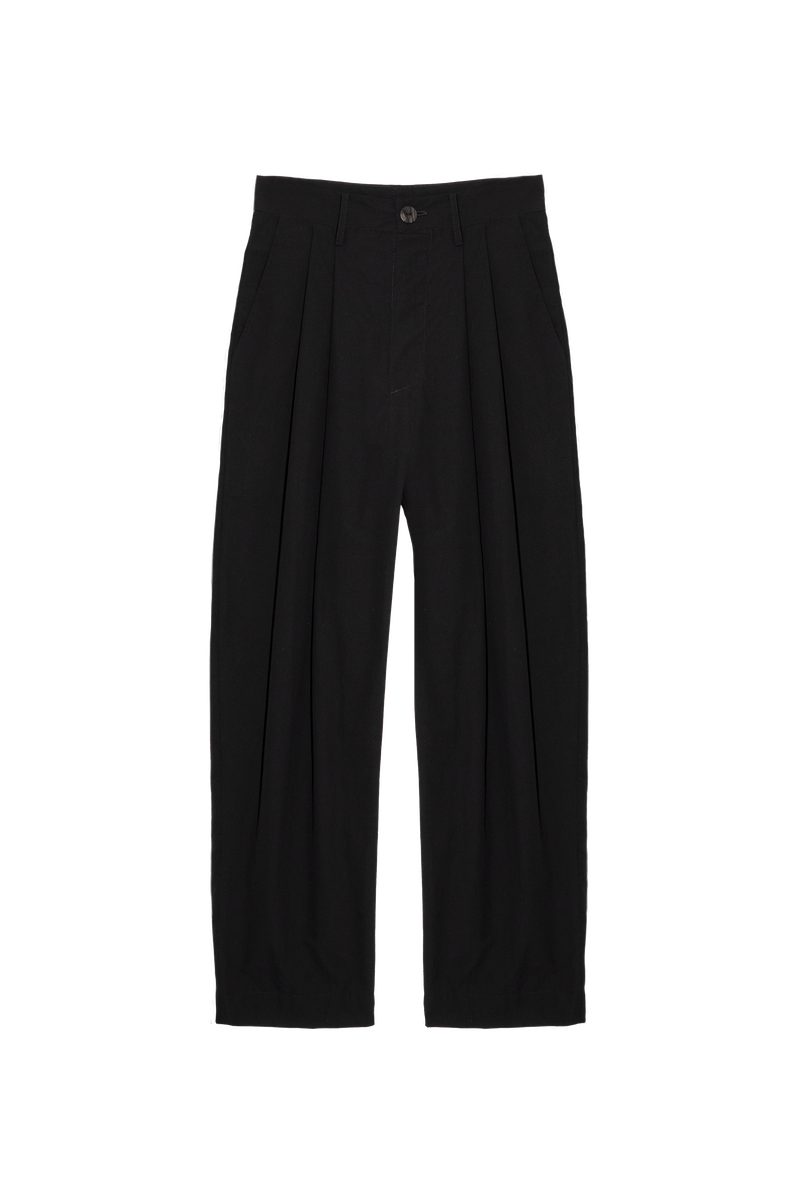 ARCHETYPE Billowing trousers in black cotton poplin (narrow)