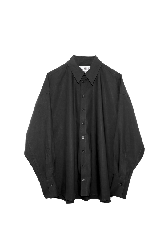 ARCHETYPE Billowing Shirt in black cotton poplin