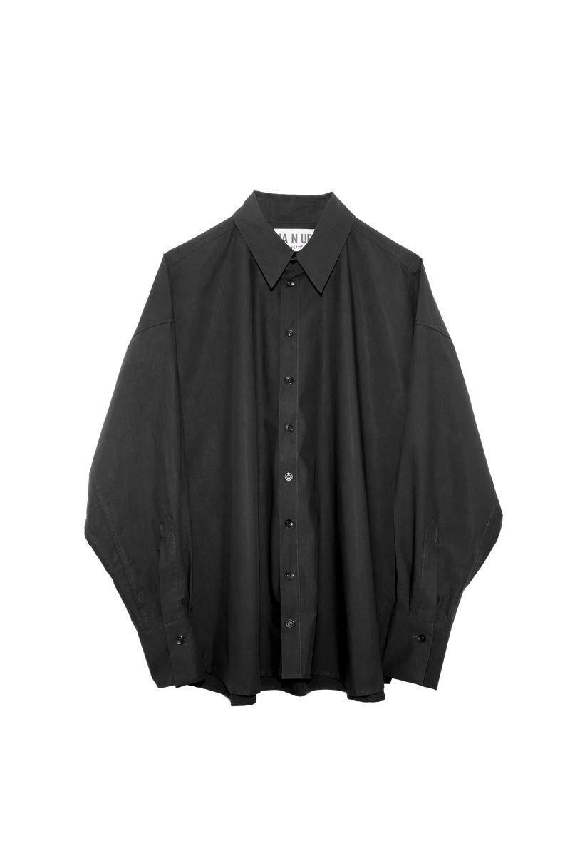 ARCHETYPE Billowing shirt in black cotton poplin