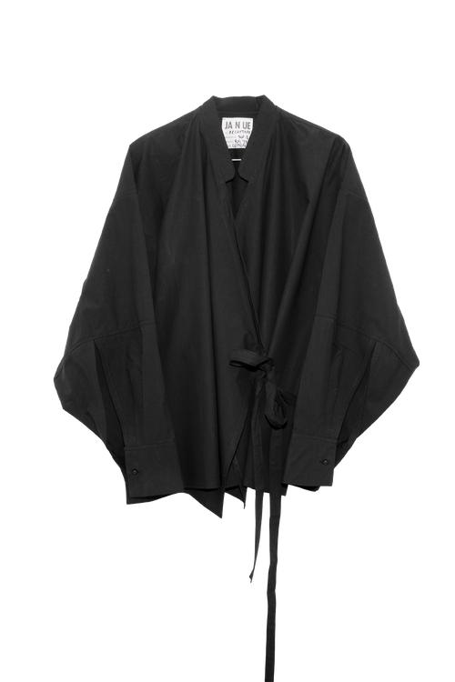 ARCHETYPE Enveloping Top in Black Cotton Poplin