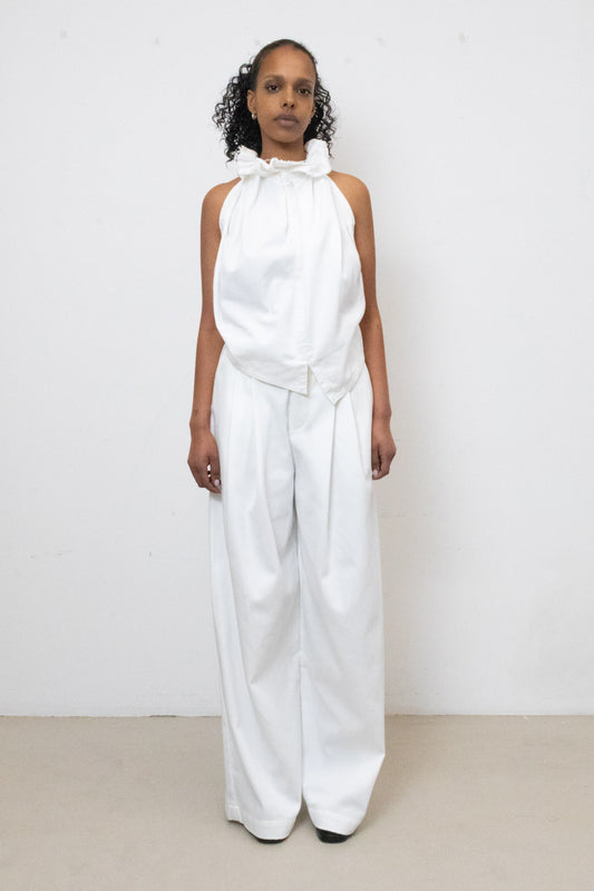 Lotus Top in White Denim