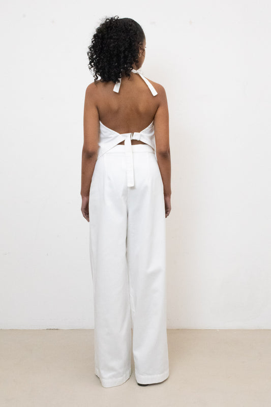 Lotus Top in White Denim
