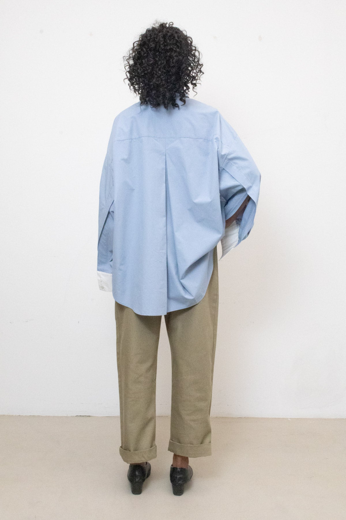 Shirt in Light Blue Cotton Poplin