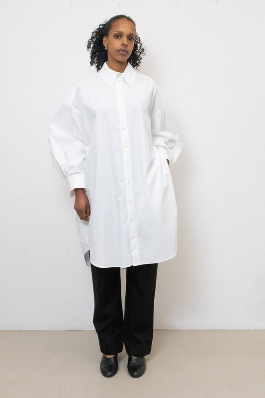 Shirt / Dress in White Cotton Poplin