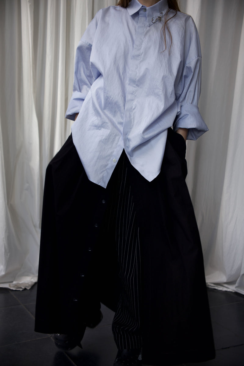 ARCHETYPE Billowing skirt in black cotton poplin