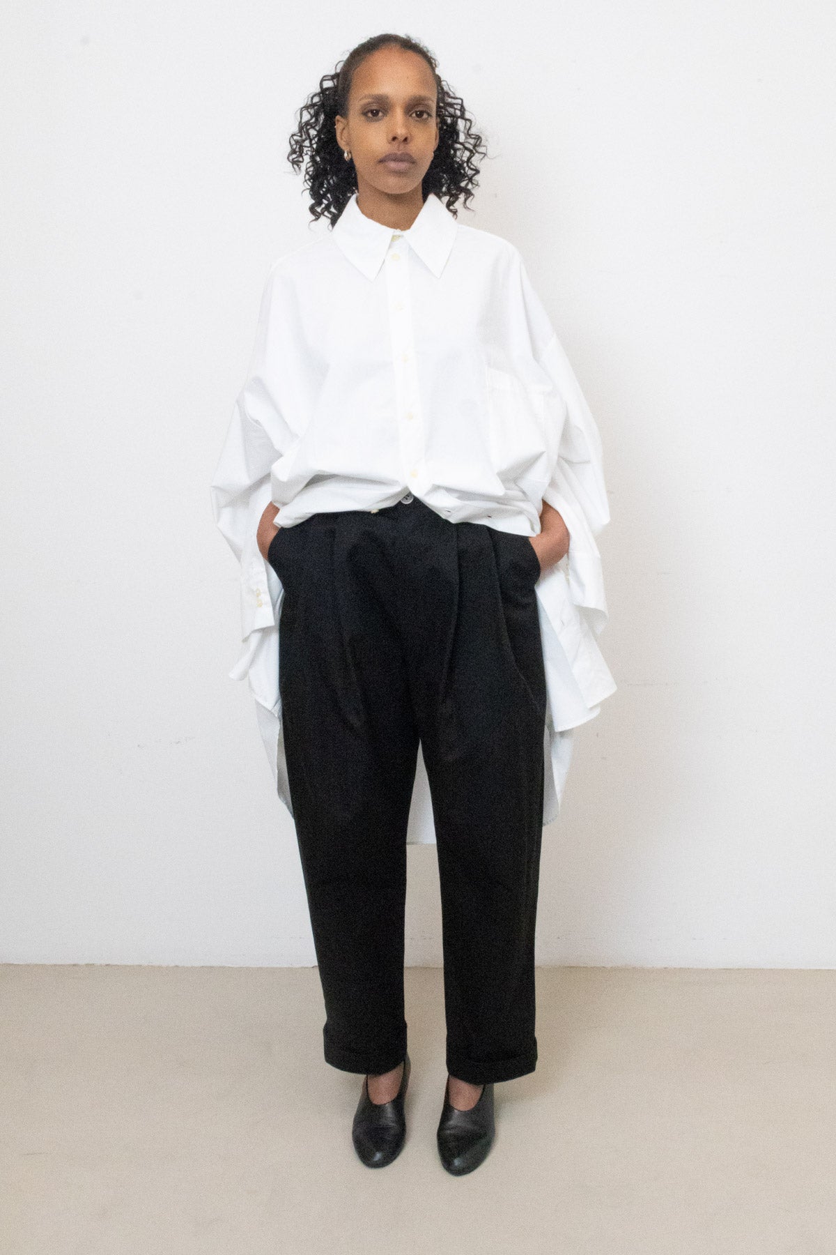 Shirt / Dress in White Cotton Poplin