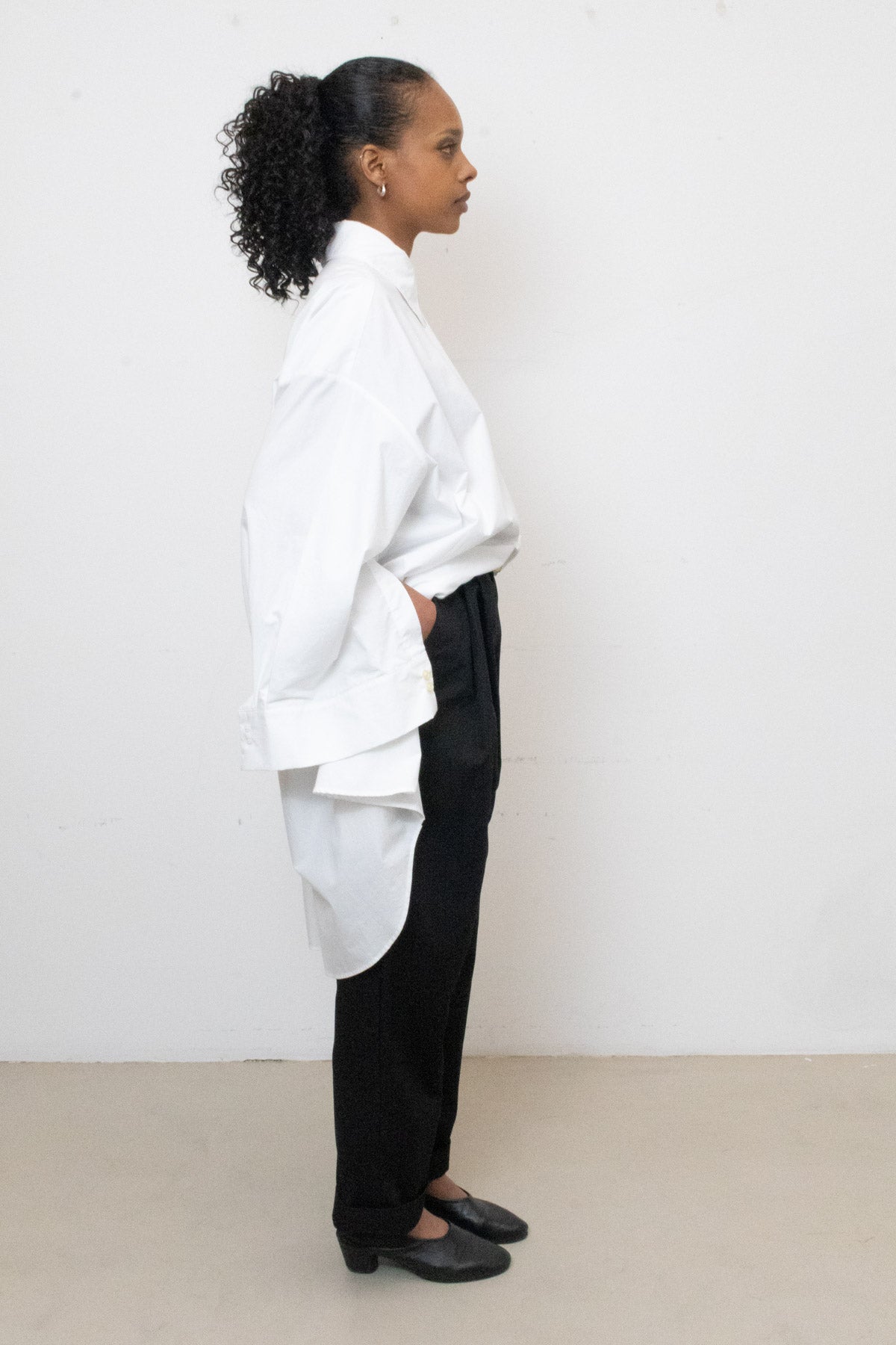 Shirt / Dress in White Cotton Poplin