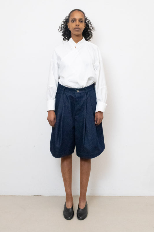 Billowing Shorts in Blue Denim