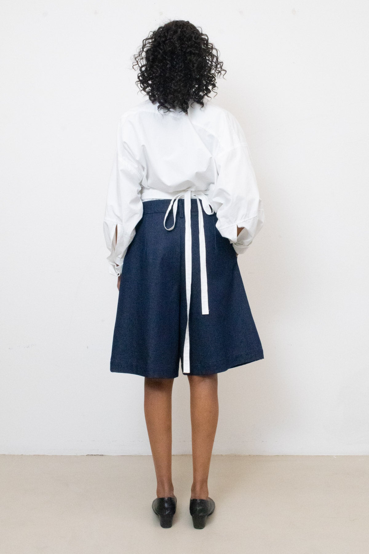 Billowing Shorts in Blue Denim