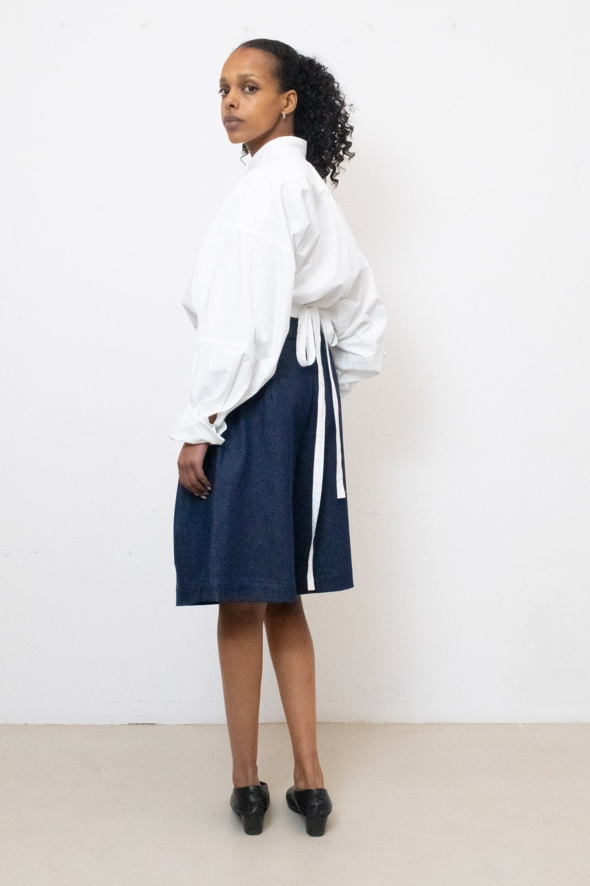 Billowing Shorts in Blue Denim