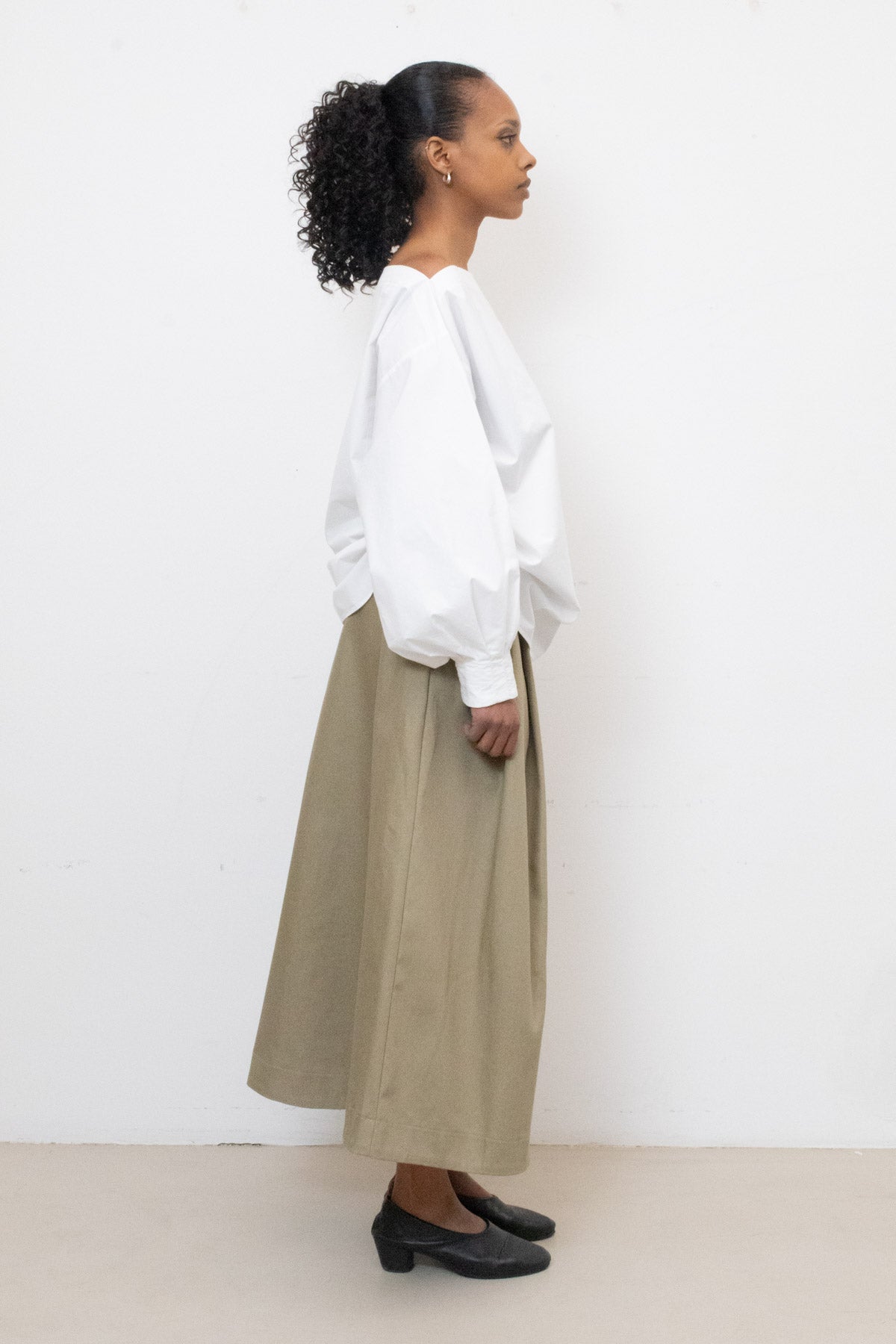 Indulging Top in White Cotton Poplin