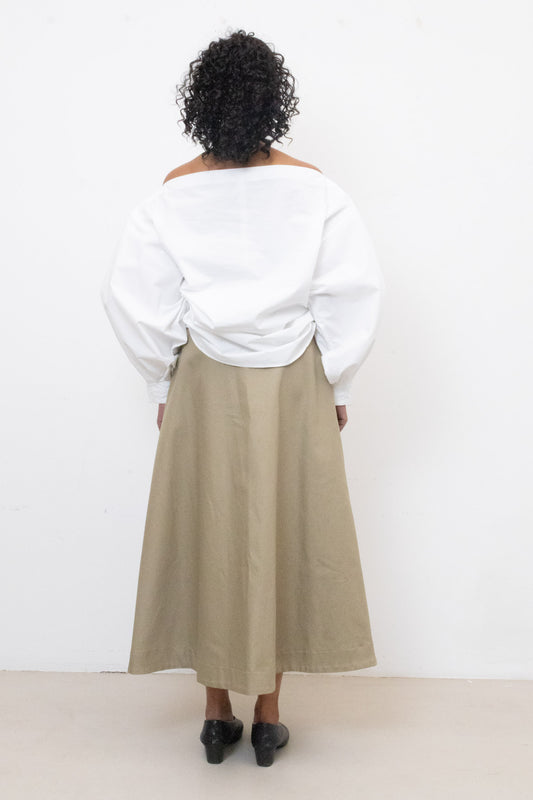 Indulging Top in White Cotton Poplin