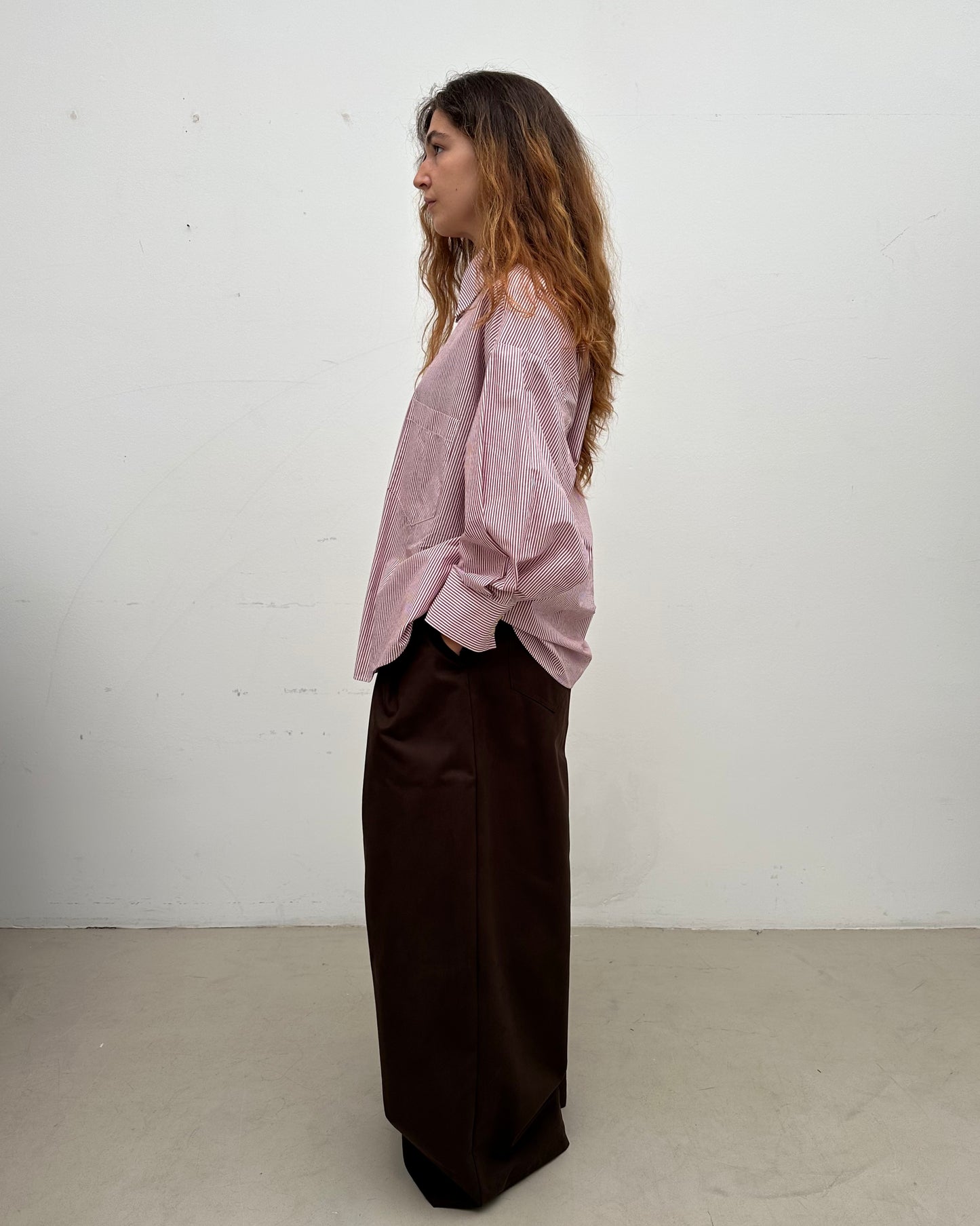 ARCHETYPE Shirt in Red Pinstriped Cotton Poplin
