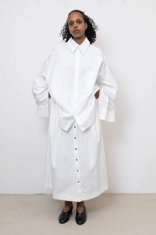Shirt in White Cotton Poplin