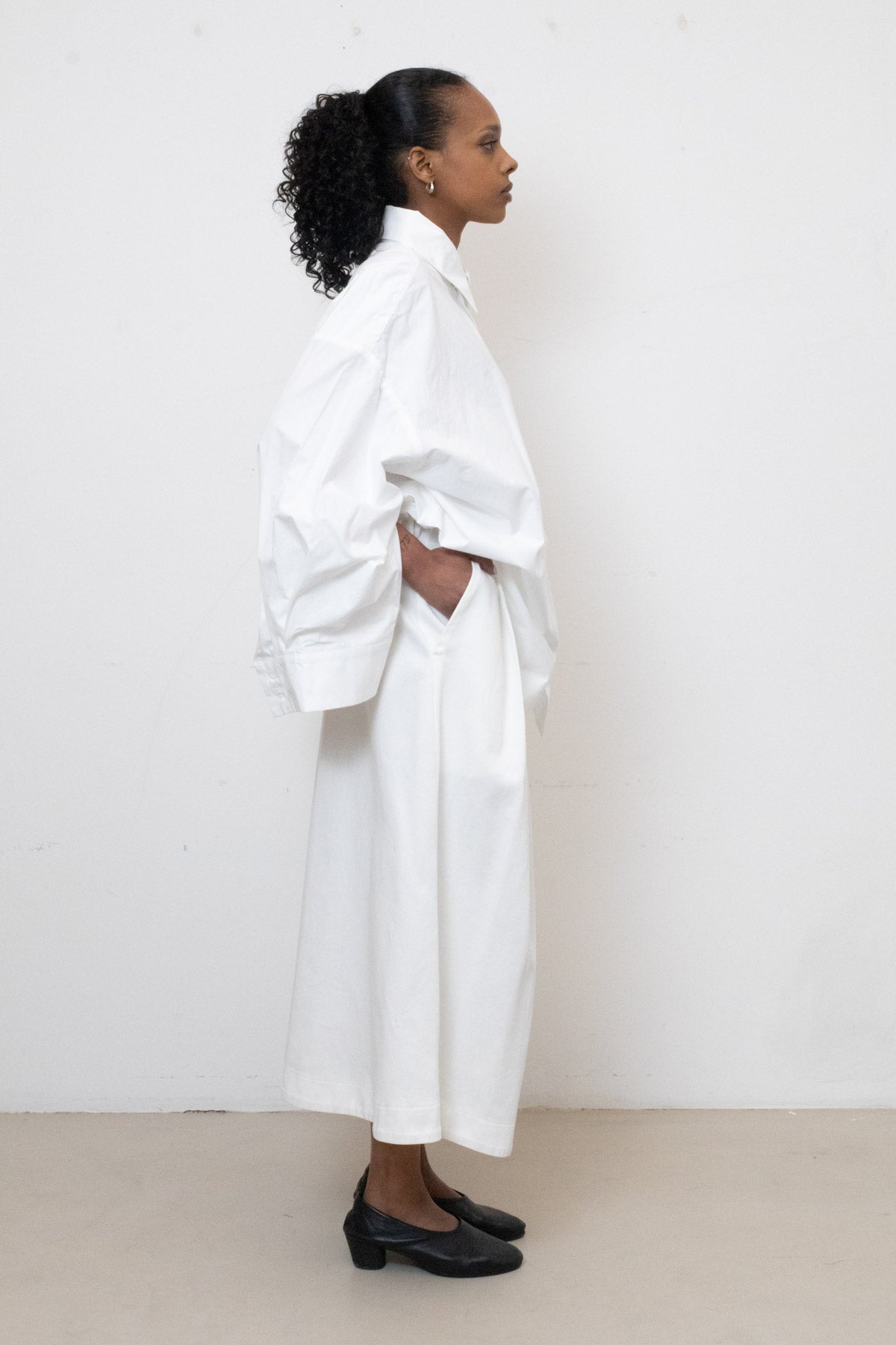 Shirt in White Cotton Poplin