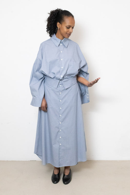 Shirt Skirt in Blue Vichy Cotton Poplin
