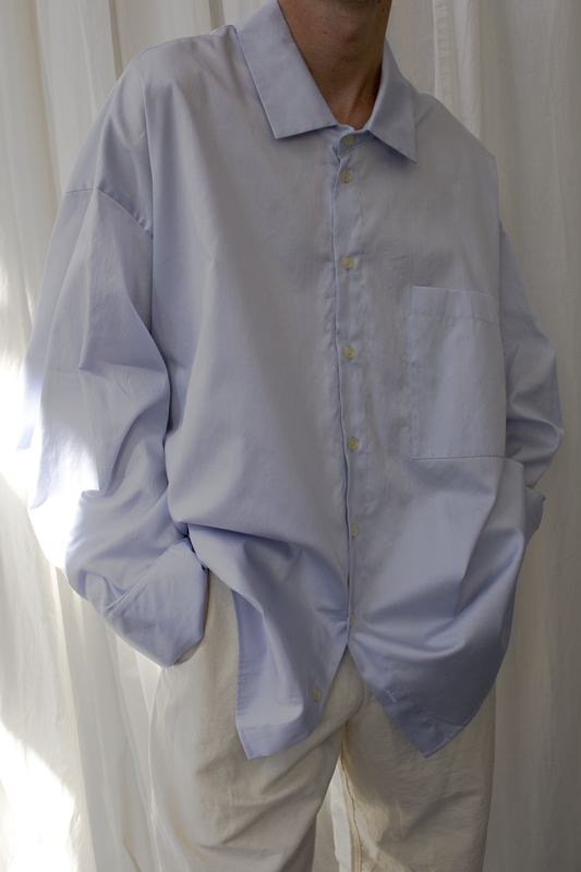 ARCHETYPE Revealing shirt in blue satin cotton