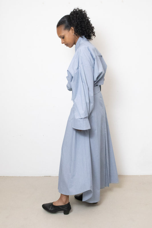 Shirt Skirt in Blue Vichy Cotton Poplin