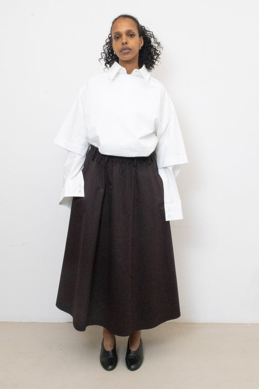 Wringing Skirt in Plum Cotton Twill
