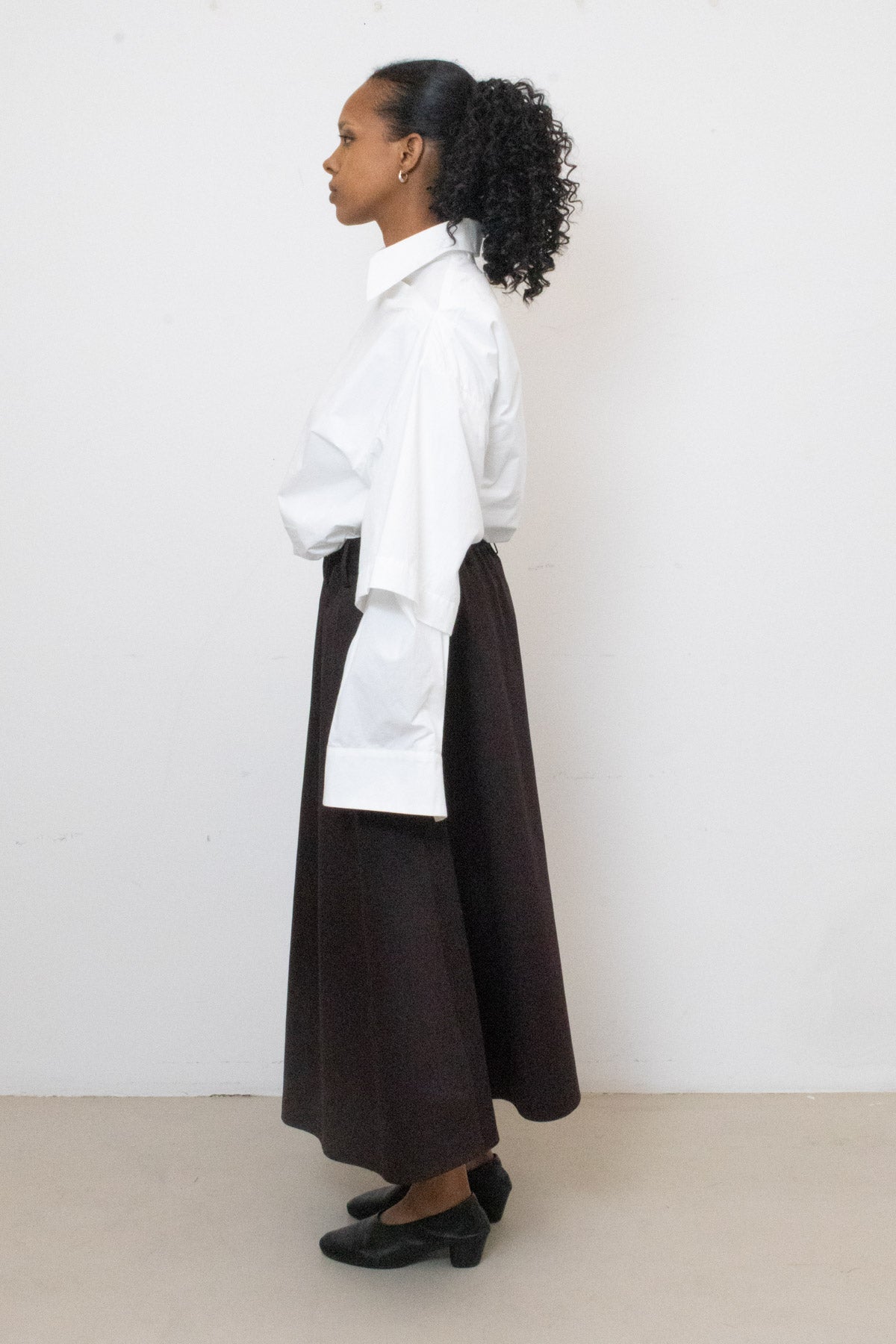 Wringing Skirt in Plum Cotton Twill