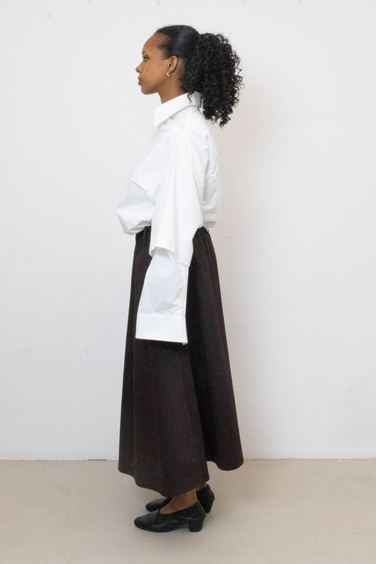 Wringing Skirt in Plum Cotton Twill