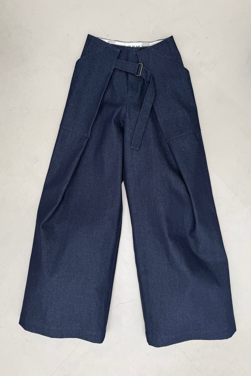 ARCHETYPE Folded Trousers in Blue Denim
