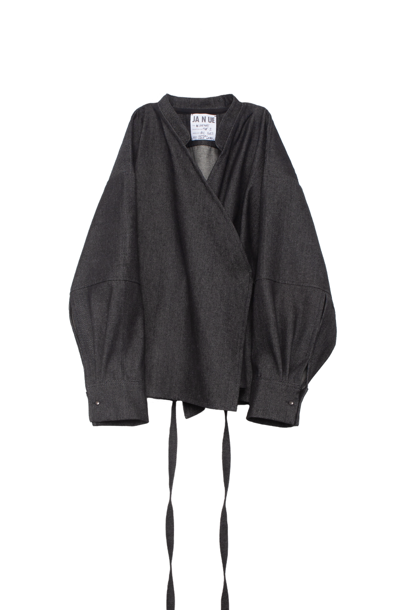 ARCHETYPE Enveloping top in black denim