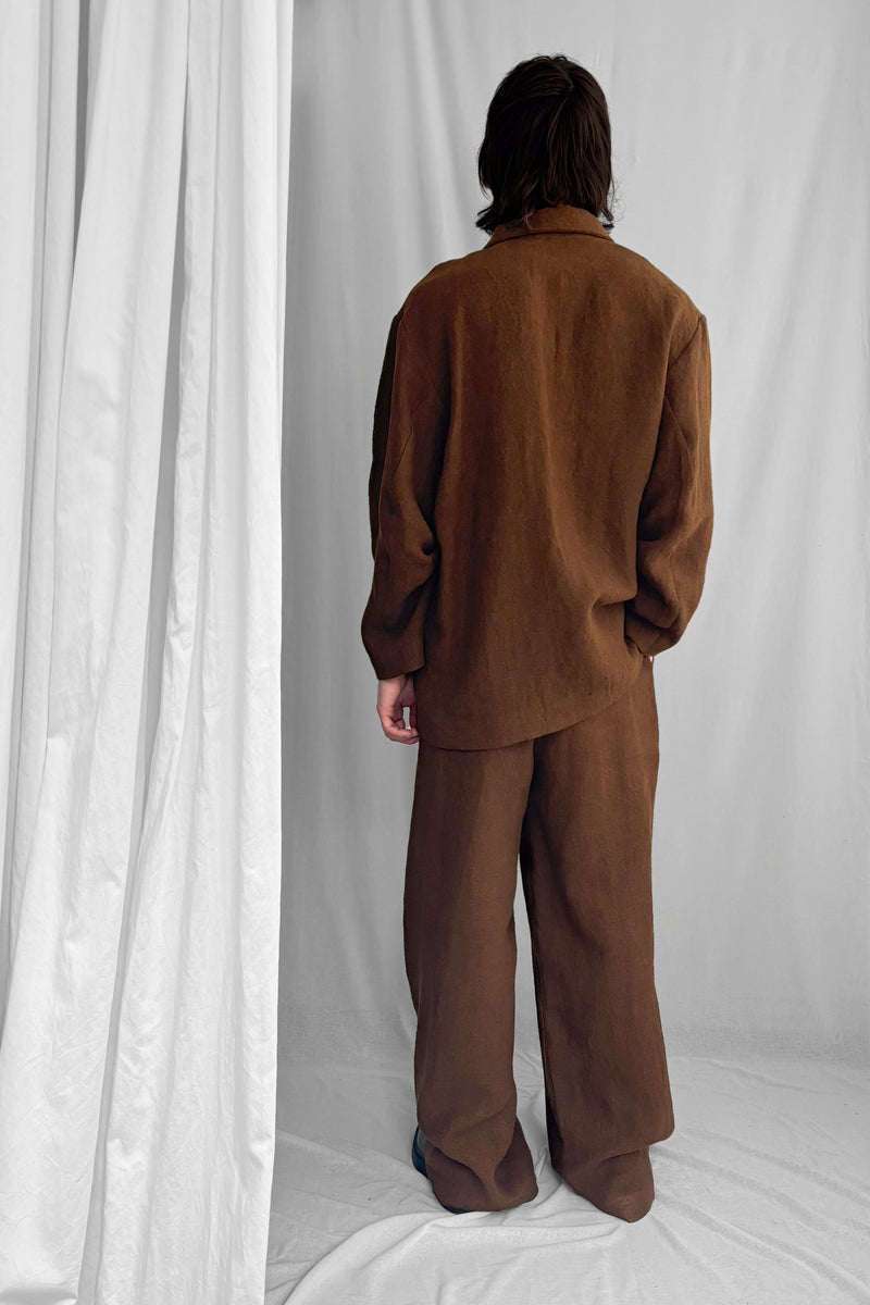 ARCHETYPE Pinching vest in caramel linen