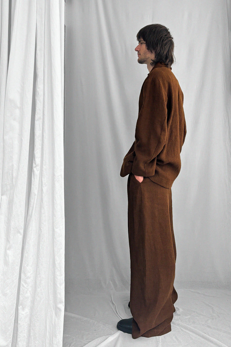 ARCHETYPE Pinching vest in caramel linen