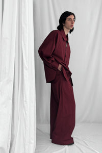 ARCHETYPE Revealing shirt in cherry pinstripe cotton