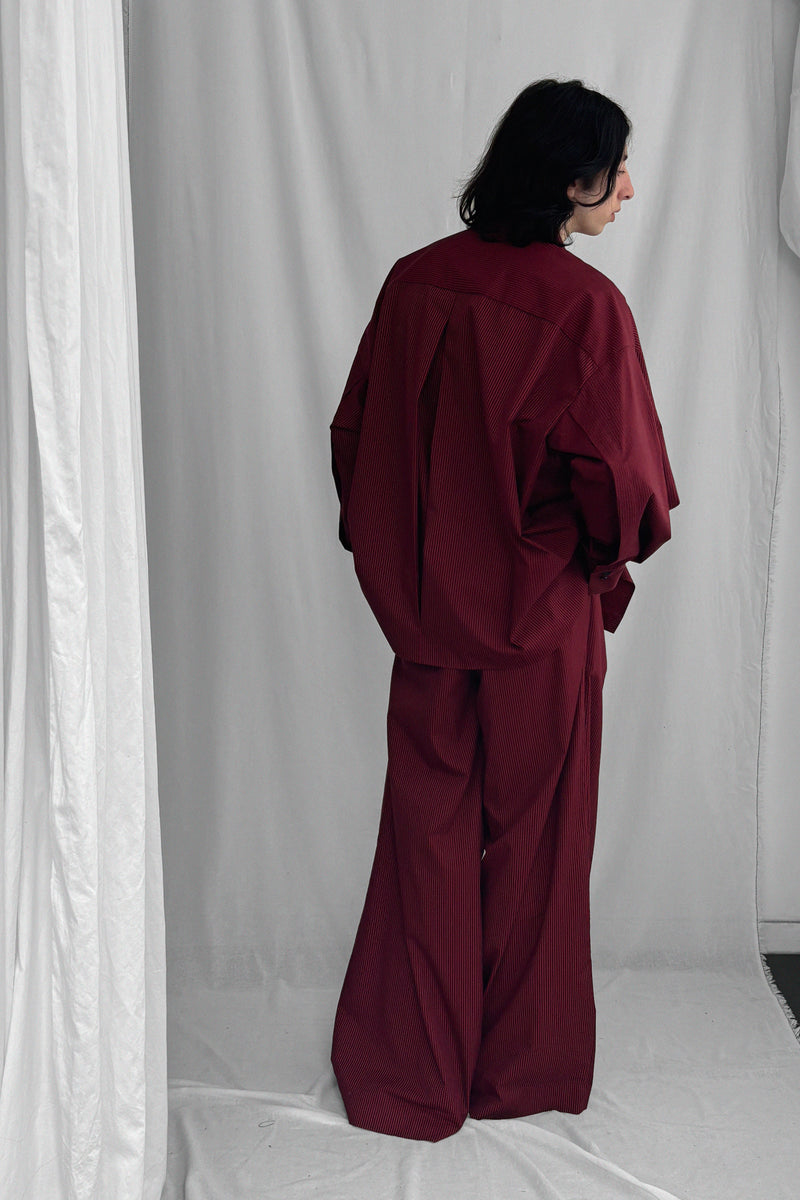 ARCHETYPE Revealing shirt in cherry pinstripe cotton