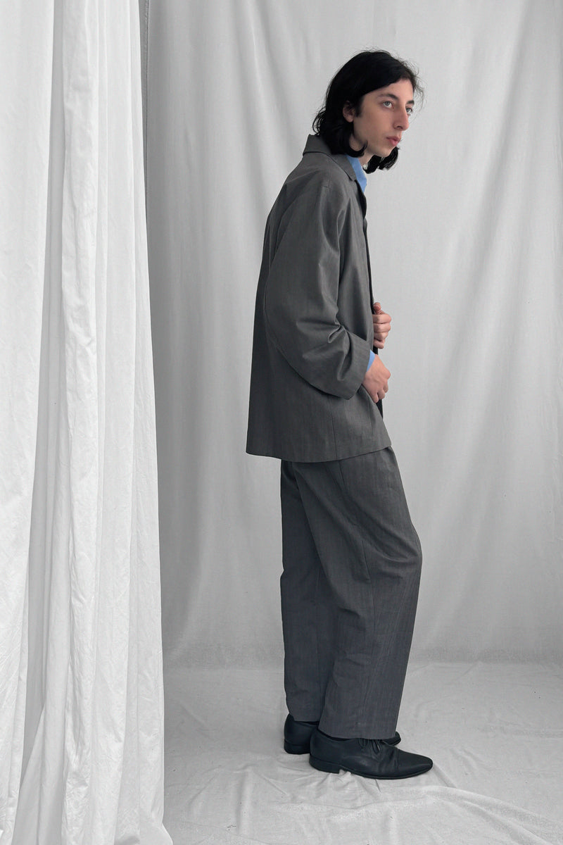 ARCHETYPE Pinching vest in grey herringbone cotton