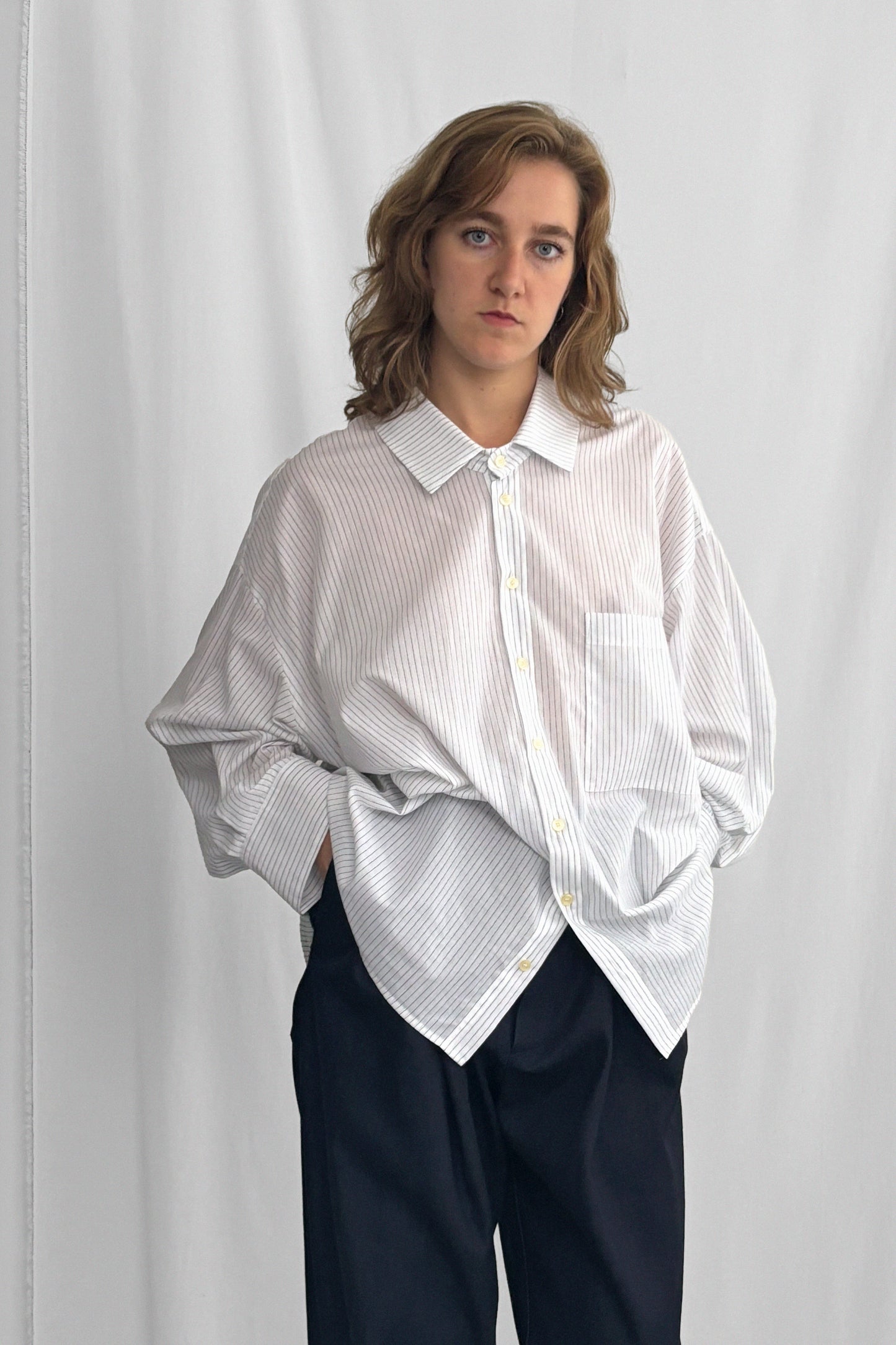 ARCHETYPE FINE PINSTRIPED COTTON SHIRT